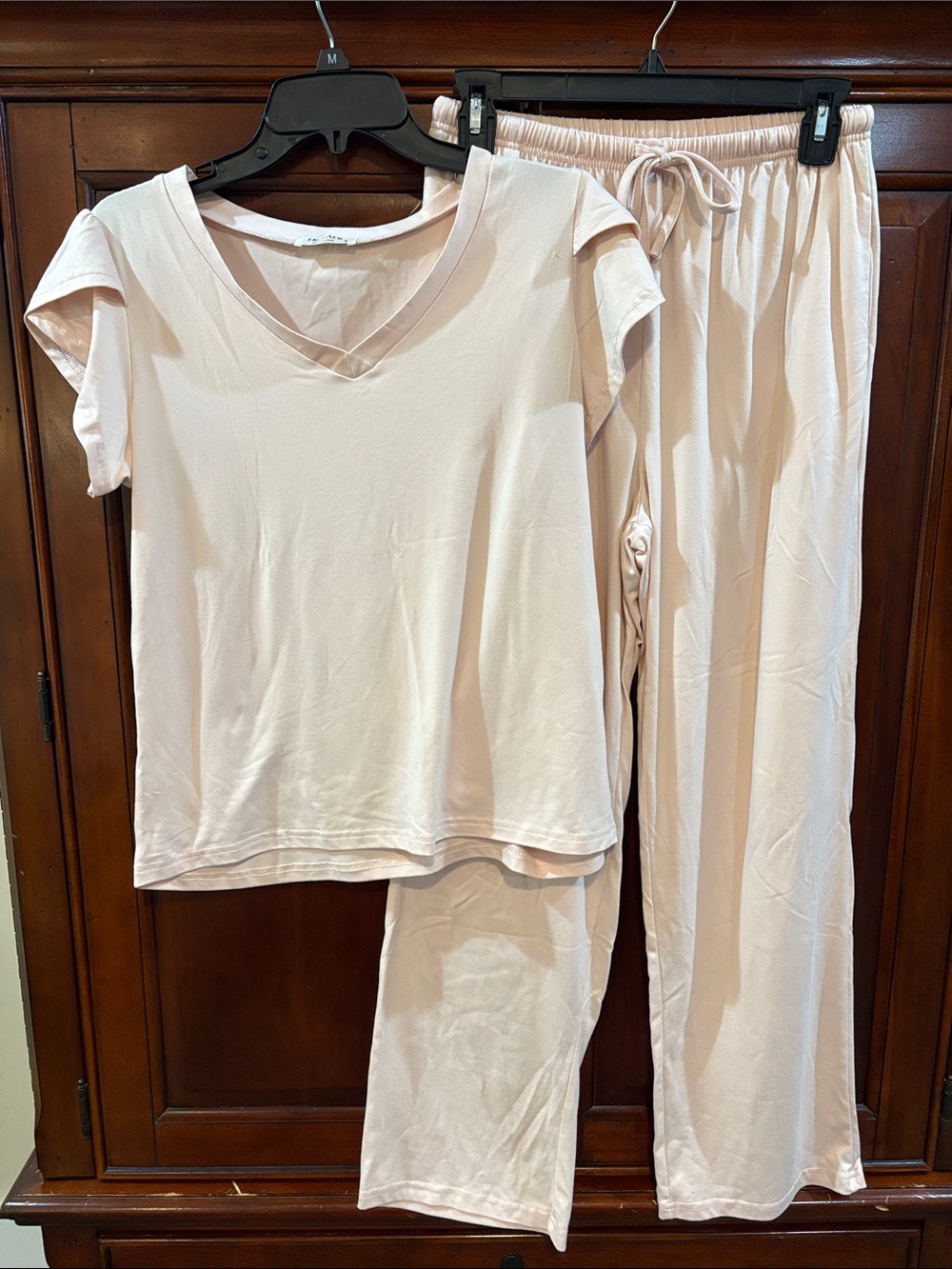 Women's Soft V-Neck Pajama Set - Blush